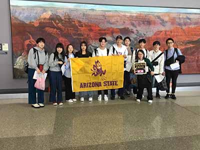 Japanese students at airport
