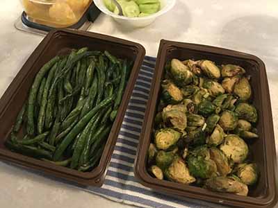 green beans and brussel sprouts