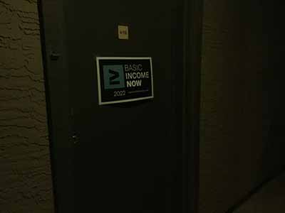 Basic Income Now sign on door
