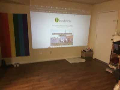 Foundation logo projected onto wall