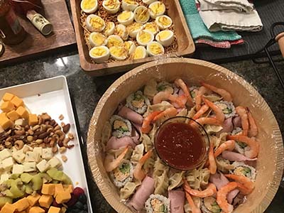 themed charcuterie boards at Epicurean Toastmasters Christmas party