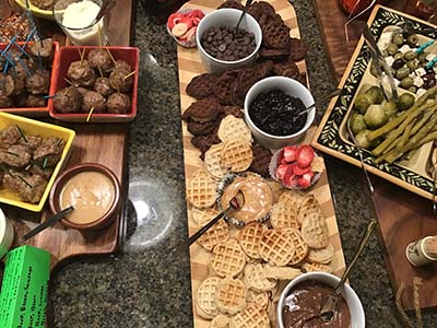 themed charcuterie boards at Epicurean Toastmasters Christmas party