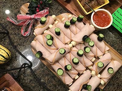 themed charcuterie boards at Epicurean Toastmasters Christmas party