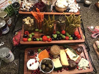 themed charcuterie boards at Epicurean Toastmasters Christmas party