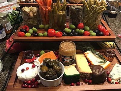 themed charcuterie boards at Epicurean Toastmasters Christmas party