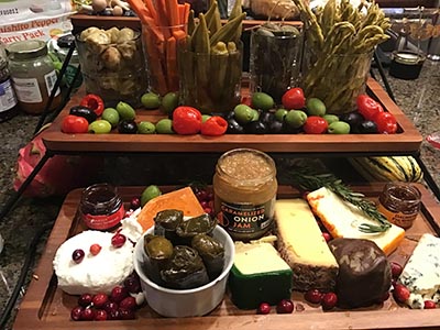 themed charcuterie boards at Epicurean Toastmasters Christmas party