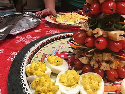 themed charcuterie boards at Epicurean Toastmasters Christmas party