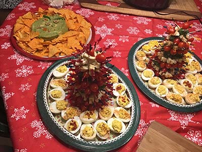 themed charcuterie boards at Epicurean Toastmasters Christmas party