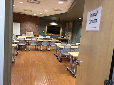 Ironwood Classroom at library, setting for book club meeting