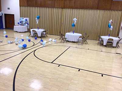 white round tablecloths used at birthday party