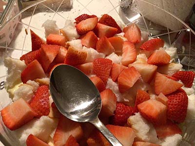 trifle with strawberries and angel food cake
