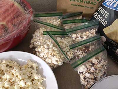 seasoned popcorn in plastic bags