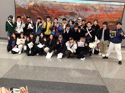 ESL students from Japan arriving in Arizona at airport