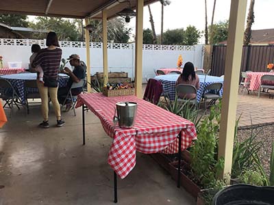 Thanksgiving Day neighborhood potluck dinner