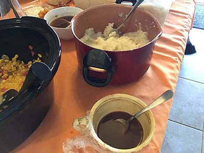 Thanksgiving Day neighborhood potluck dinner