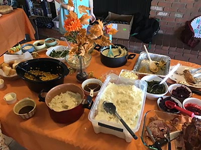 Thanksgiving Day neighborhood potluck dinner