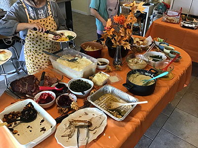 Thanksgiving Day neighborhood potluck dinner