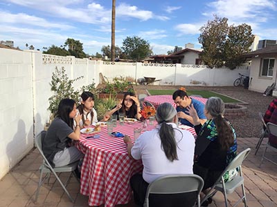 Thanksgiving Day neighborhood potluck dinner