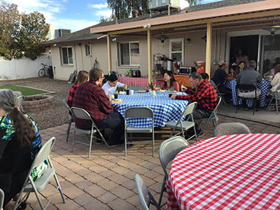 Thanksgiving Day neighborhood potluck dinner