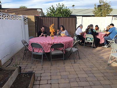 Thanksgiving Day neighborhood potluck dinner