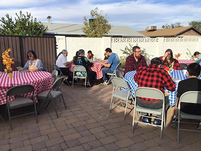 Thanksgiving Day neighborhood potluck dinner