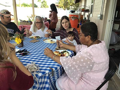 Thanksgiving Day neighborhood potluck dinner