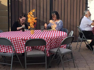 Thanksgiving Day neighborhood potluck dinner