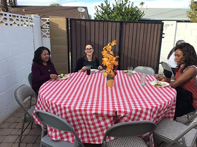 Thanksgiving Day neighborhood potluck dinner