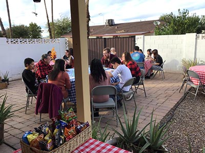 Thanksgiving Day neighborhood potluck dinner