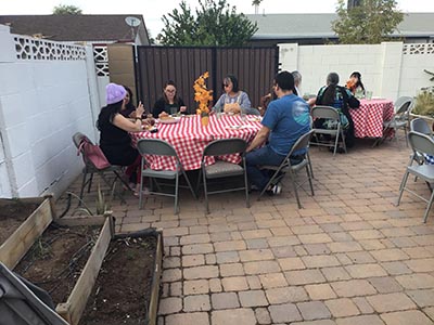 Thanksgiving Day neighborhood potluck dinner