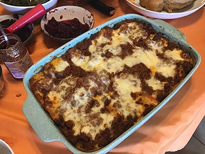 Thanksgiving Day neighborhood potluck dinner