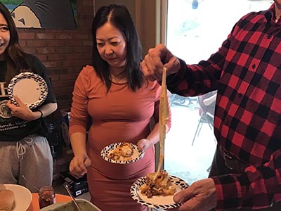 Thanksgiving Day neighborhood potluck dinner