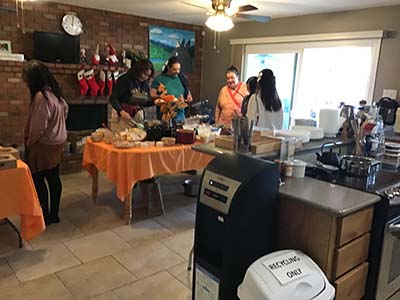 Thanksgiving Day neighborhood potluck dinner