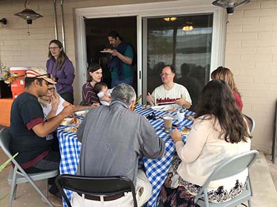 Thanksgiving Day neighborhood potluck dinner