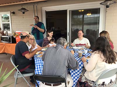 Thanksgiving Day neighborhood potluck dinner