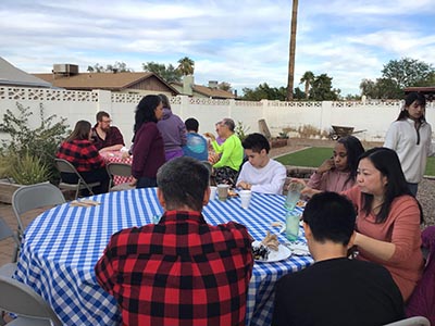 Thanksgiving Day neighborhood potluck dinner