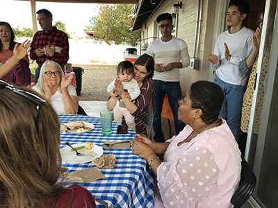 Thanksgiving Day neighborhood potluck dinner