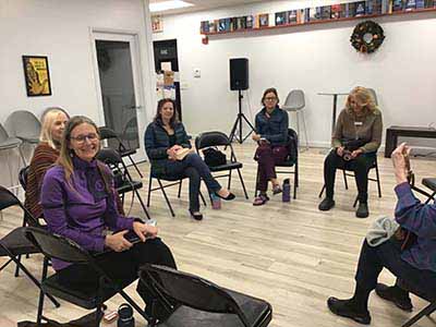 neighbors gathered for book club meeting