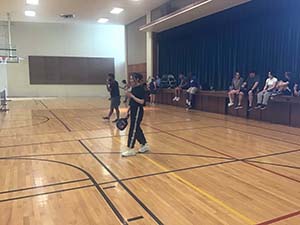 neighbors playing pickleball