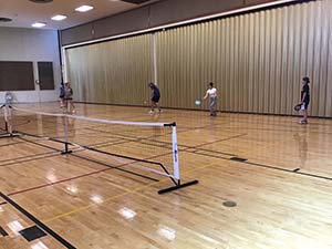 neighbors playing pickleball