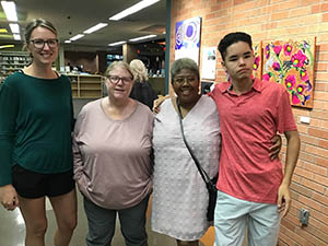 neighbors at art reception at Tempe Public Library