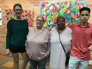 neighbors at art reception at Tempe Public Library