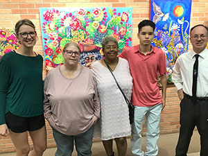 neighbors at art reception at Tempe Public Library