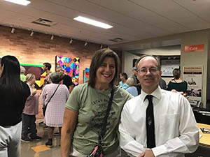 neighbors at art reception at Tempe Public Library