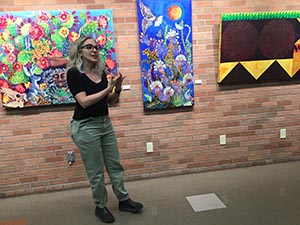 neighbors at art reception at Tempe Public Library