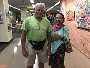 neighbors at art reception at Tempe Public Library