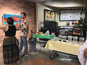 neighbors at art reception at Tempe Public Library