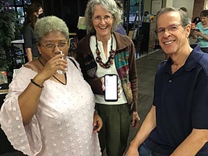 neighbors at art reception at Tempe Public Library