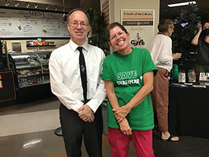 neighbors at art reception at Tempe Public Library