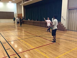 neighbors playing pickleball